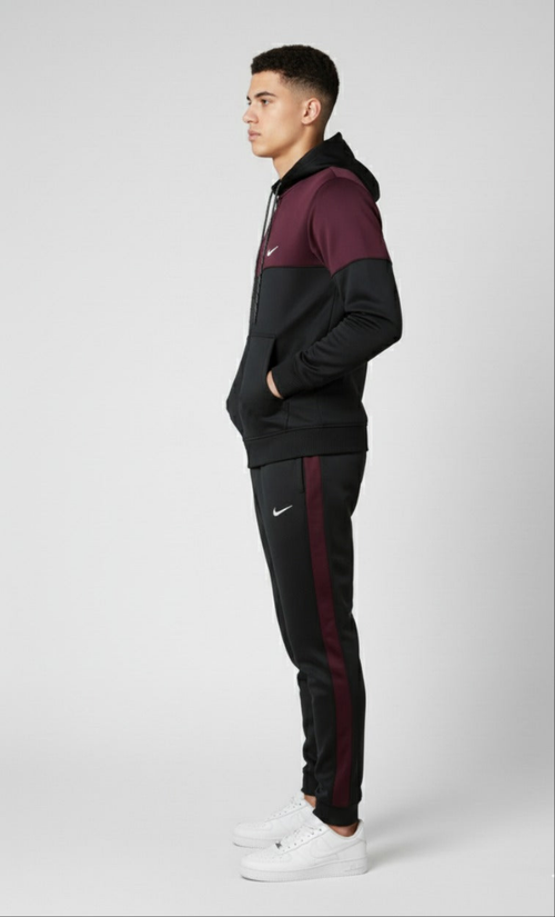 Black & Maroon Color Hoodie & Trouser - Premium Winter Tracksuit