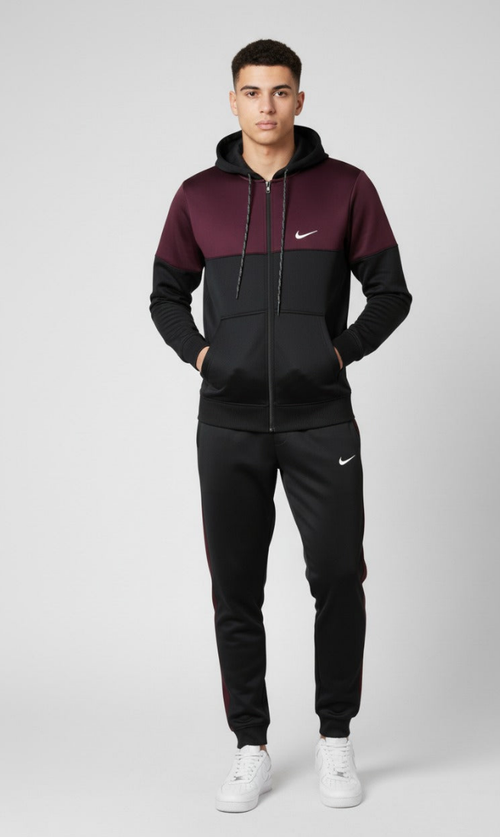 Black & Maroon Color Hoodie & Trouser - Premium Winter Tracksuit