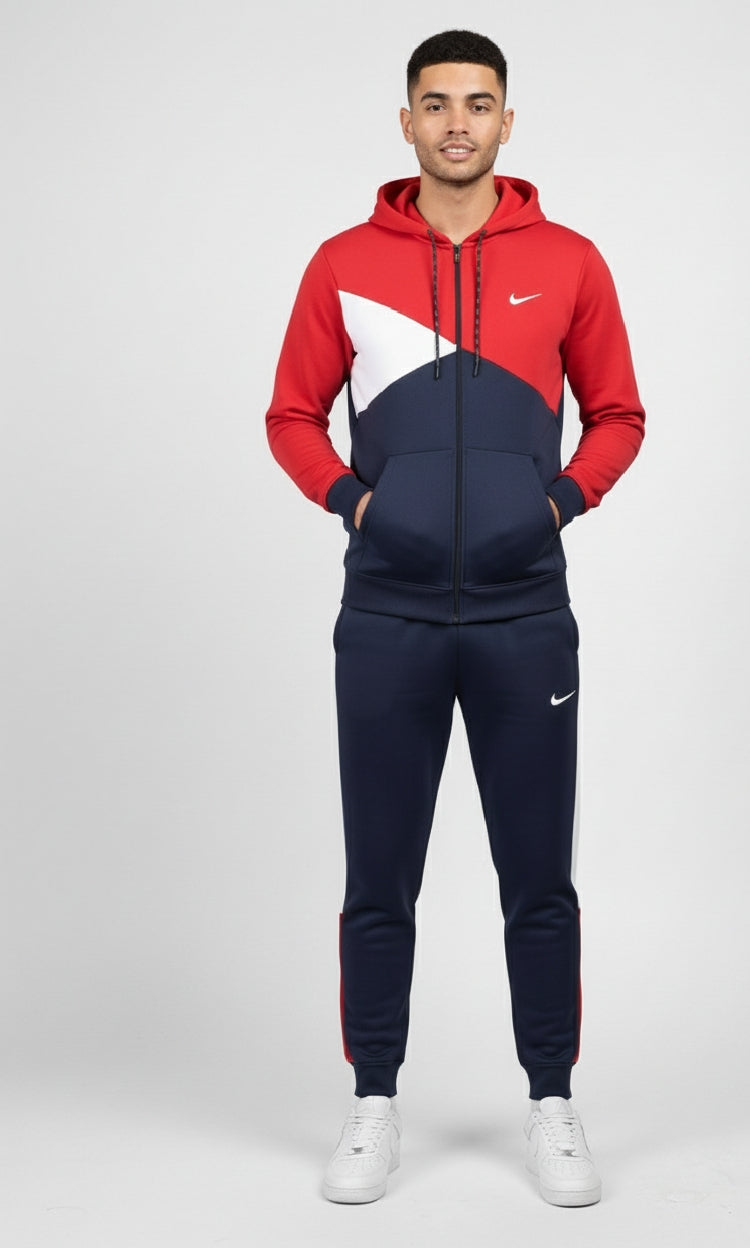Blue, Red & White Color Hoodie & Trouser - Premium Winter Tracksuit